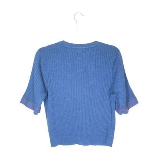 ModCloth Women's Short Sleeves Seashore Embroidered Blue Cotton Cardigan Size 1X - Picture 2 of 12